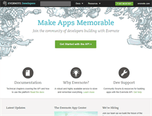 Tablet Screenshot of dev.evernote.com